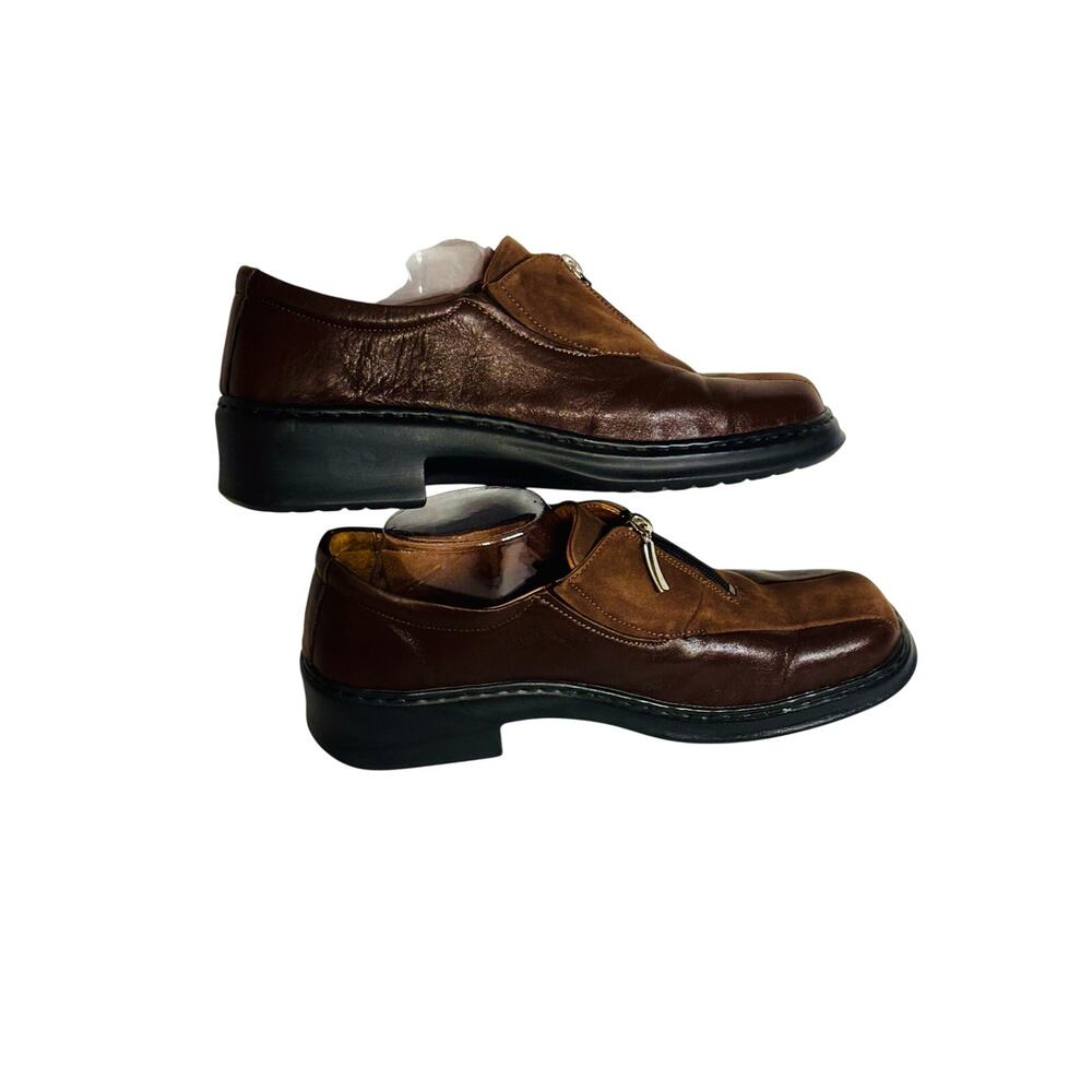 Josef Seibel vintage brown zip-front comfort loafers suede leather shoes 41/10